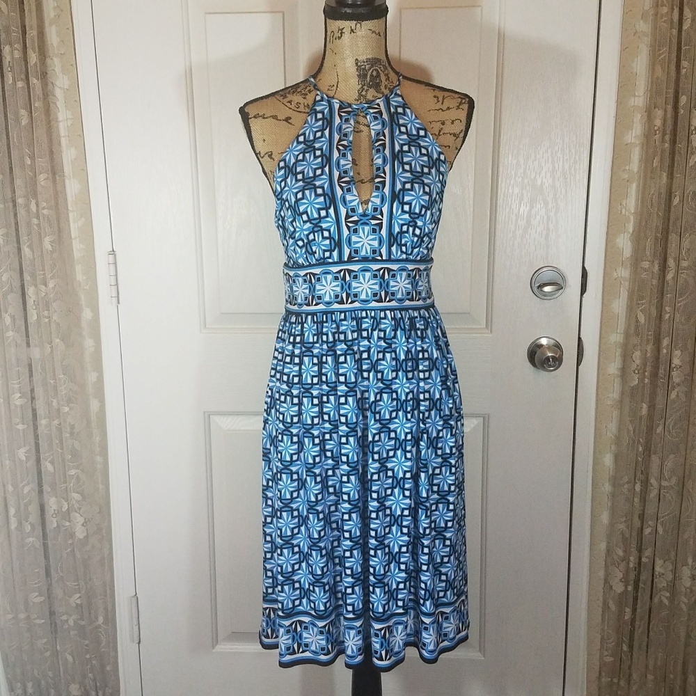 London Times Printed MJ Cut Halter Dress Sz 8